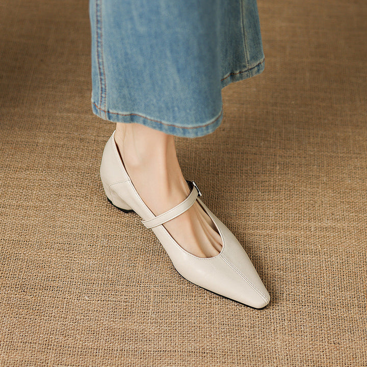 Tessa Mary Jane Leather Pointed Flats