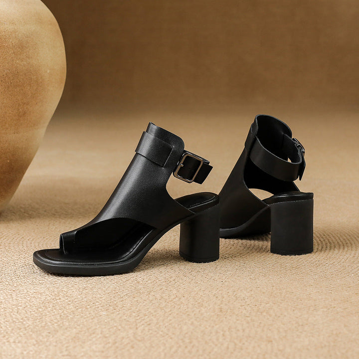 Zela Genuine Leather Cuff Heels