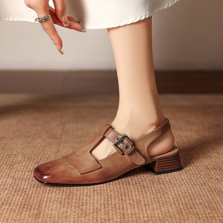Vezia Genuine Leather Slingbacks