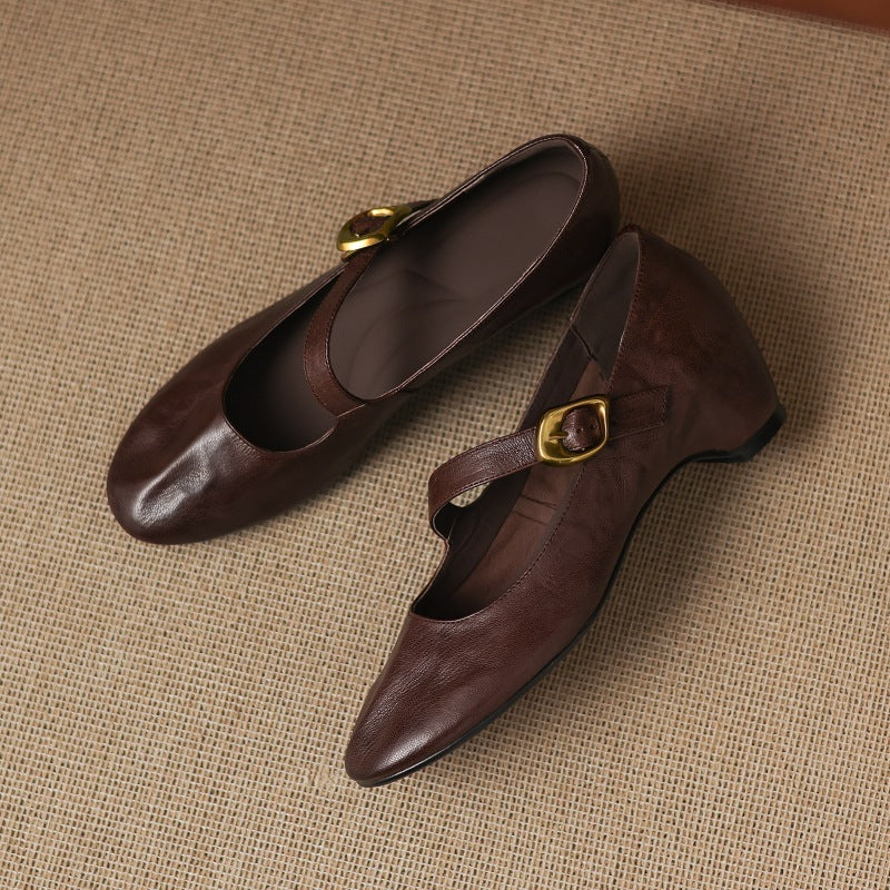 Quira Genuine Leather Mary Jane Flats