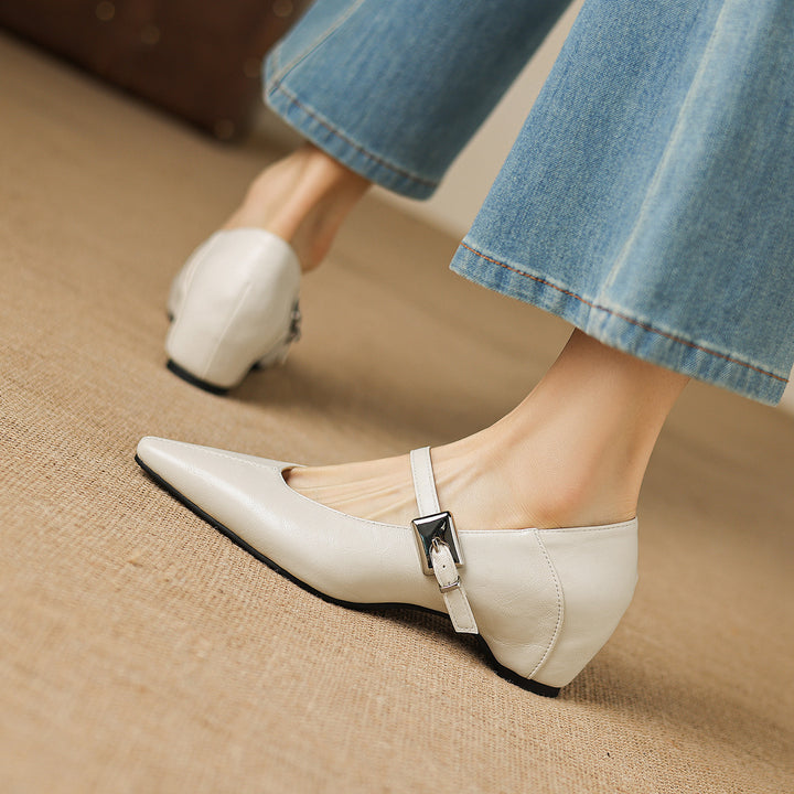 Tessa Mary Jane Leather Pointed Flats
