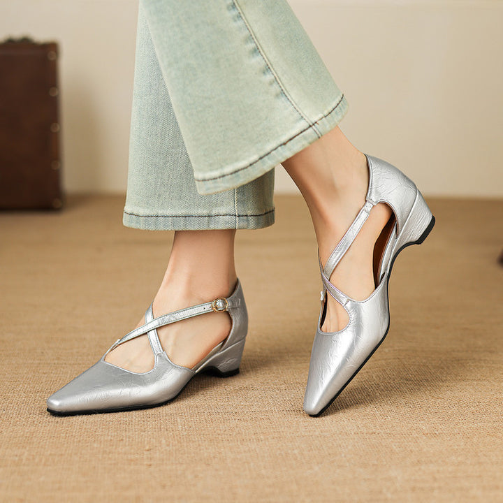 Quela Genuine Leather D'Orsay Heels