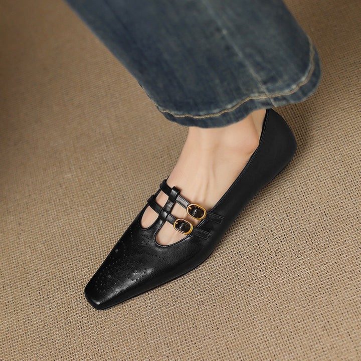 Ceyla Genuine Leather Mary Jane Flats