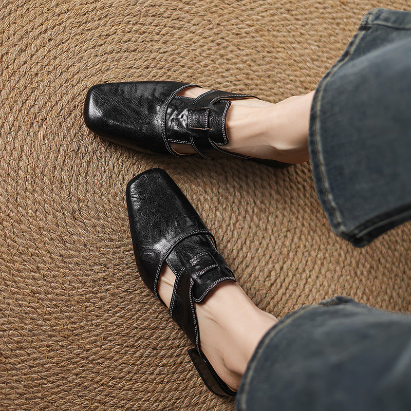 Brea Genuine Leather Chiseled-Toe Mules
