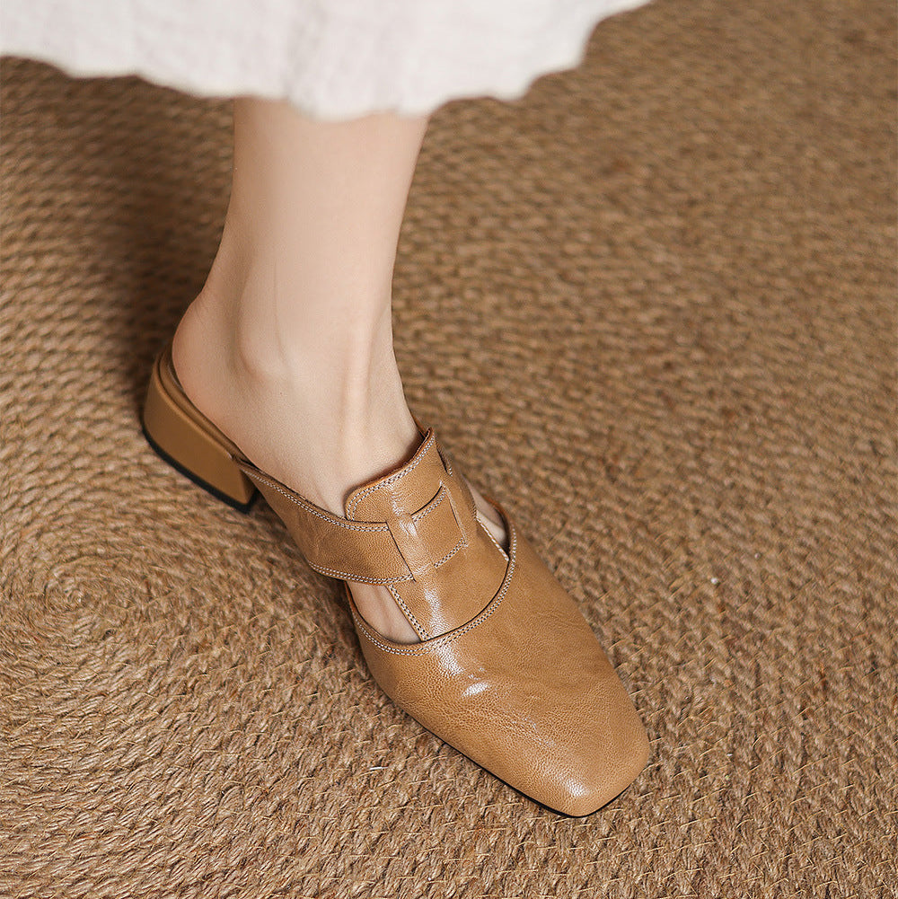 Brea Genuine Leather Chiseled-Toe Mules