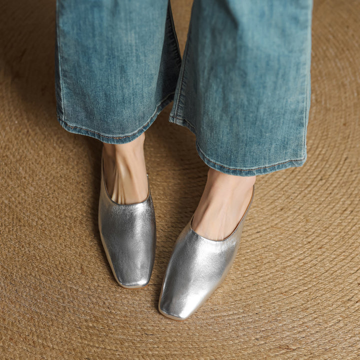 Rexa Genuine Leather Square-Toe Mules
