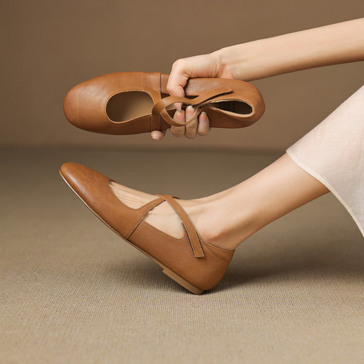 Zeor Genuine Leather Flats