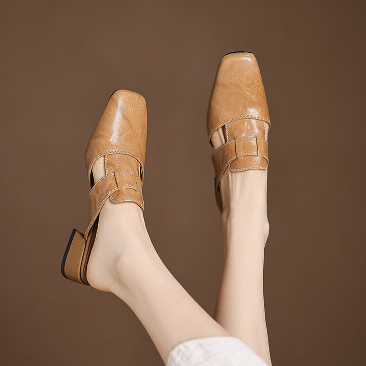 Brea Genuine Leather Chiseled-Toe Mules