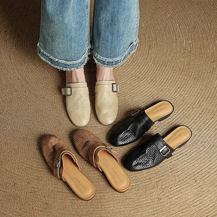 Cassie Genuine Leather Mules