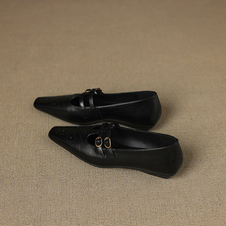 Ceyla Genuine Leather Mary Jane Flats