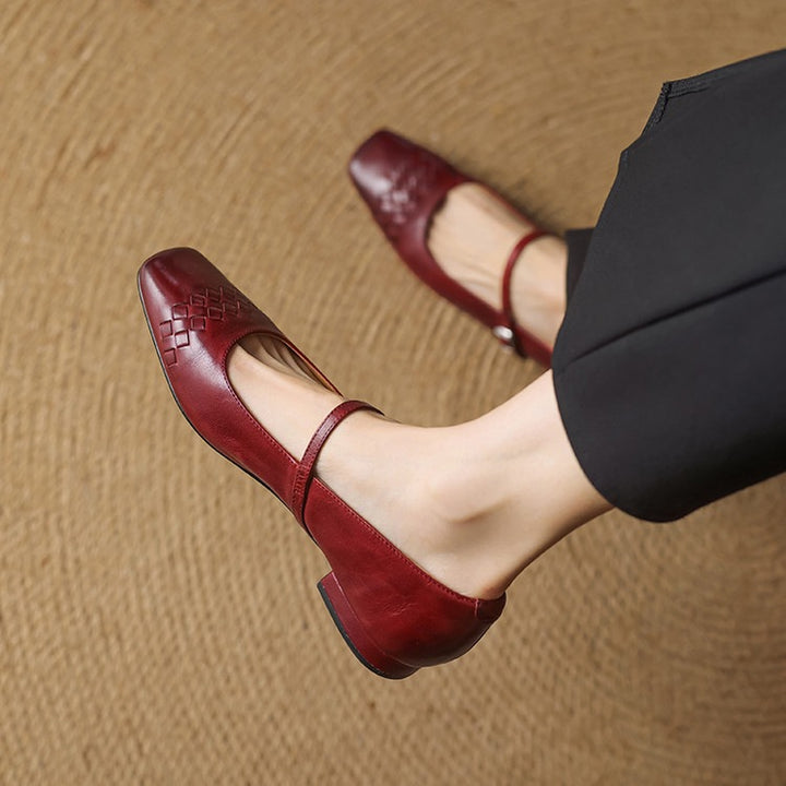 Velin Genuine Leather Mary Jane Flats