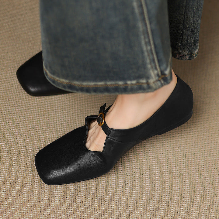 Tiora Genuine Leather Mary Jane Flats