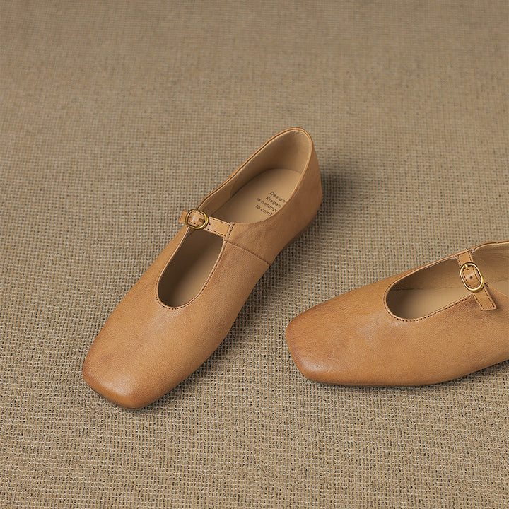 Tiora Genuine Leather Mary Jane Flats