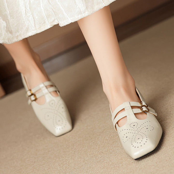 Lara Genuine Leather Dual-Strap Mary Jane Pumps