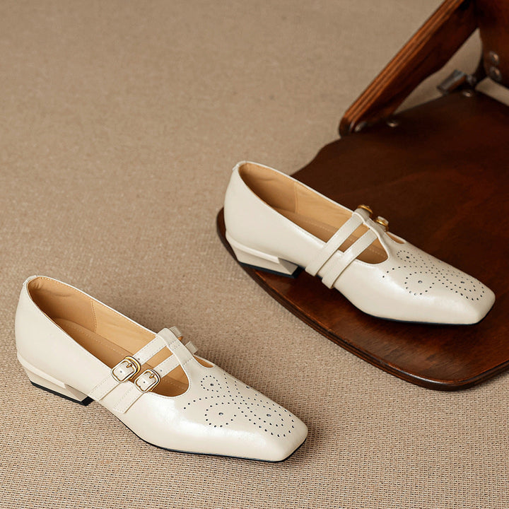 Lara Genuine Leather Dual-Strap Mary Jane Pumps