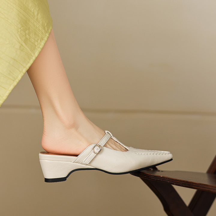 Breeze T-Strap Leather Mules