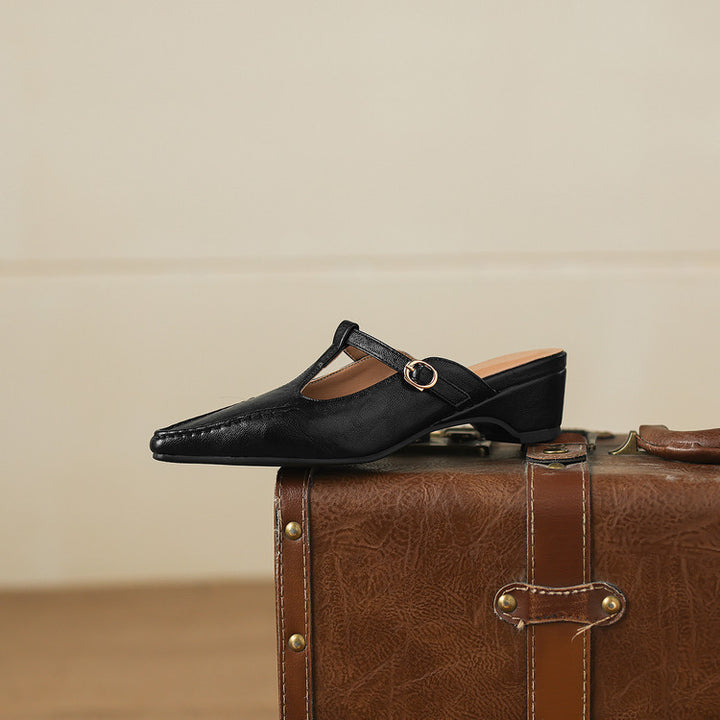 Breeze T-Strap Leather Mules