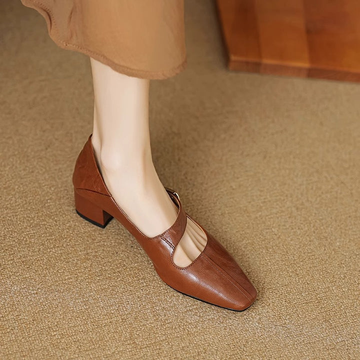 Quera Chiseled Toe Mary Jane Leather Pumps