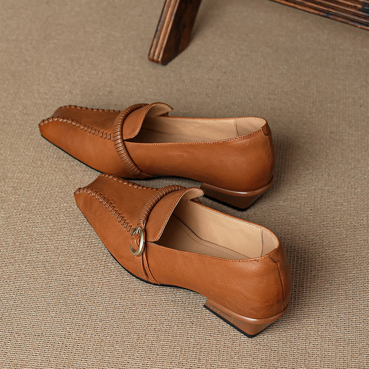 Deyla Genuine Leather Buckled Strap Loafers