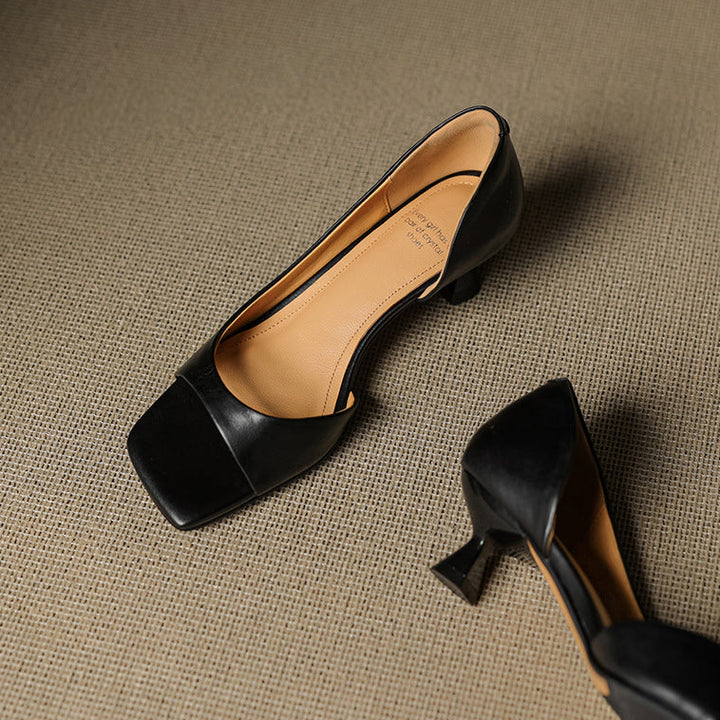 Celin Peep Toe Genuine Leather Heels
