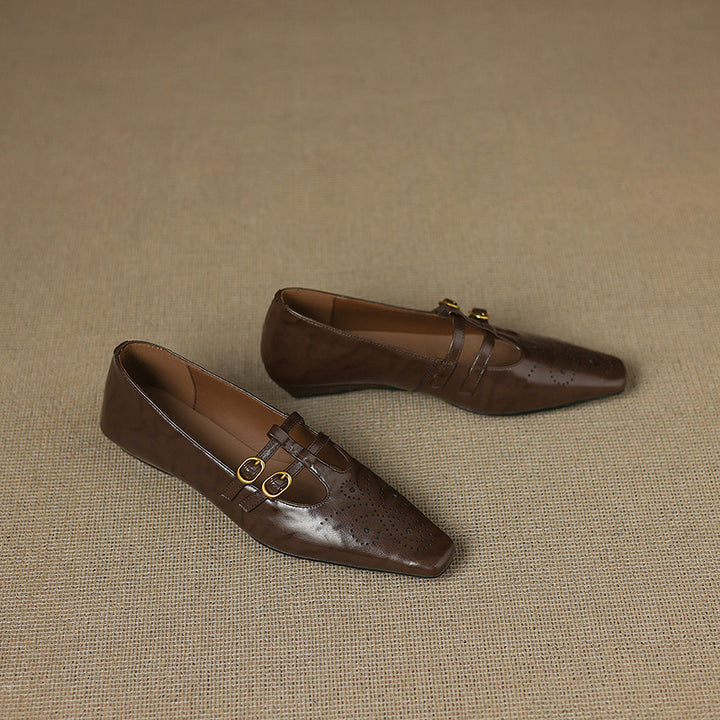 Ceyla Genuine Leather Mary Jane Flats