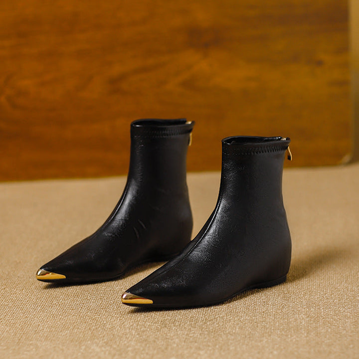 Odia Pointed-Toe Leather Ankle Boots