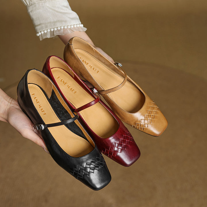 Velin Genuine Leather Mary Jane Flats