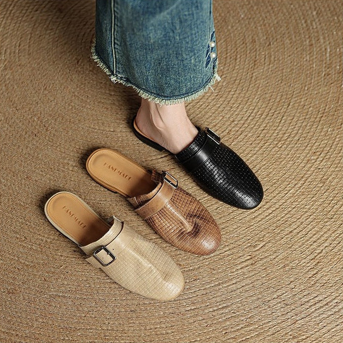 Cassie Genuine Leather Mules