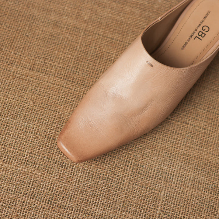 Kessa Genuine Leather Square-Toe Mules