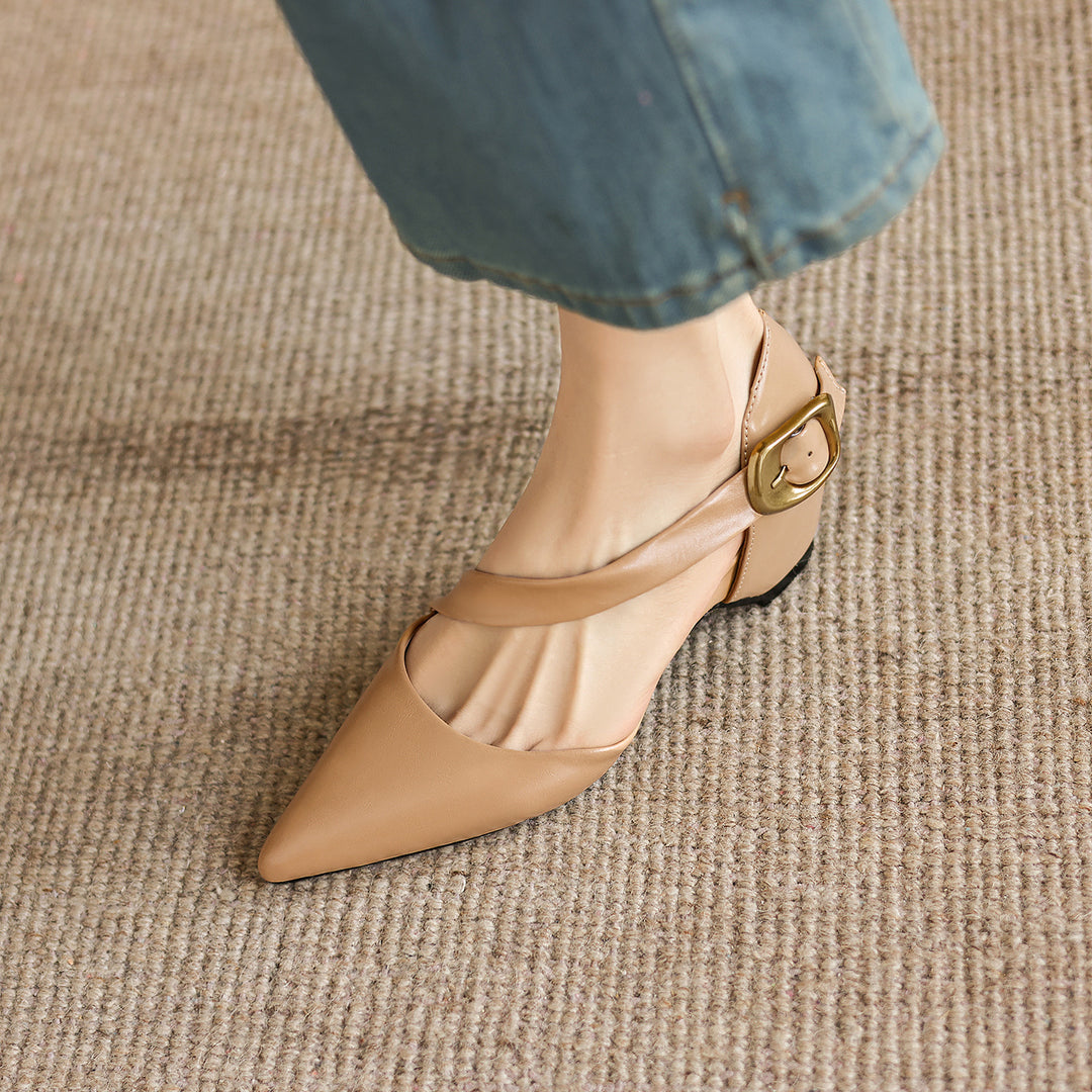 Maely Cross Strap Leather Heels