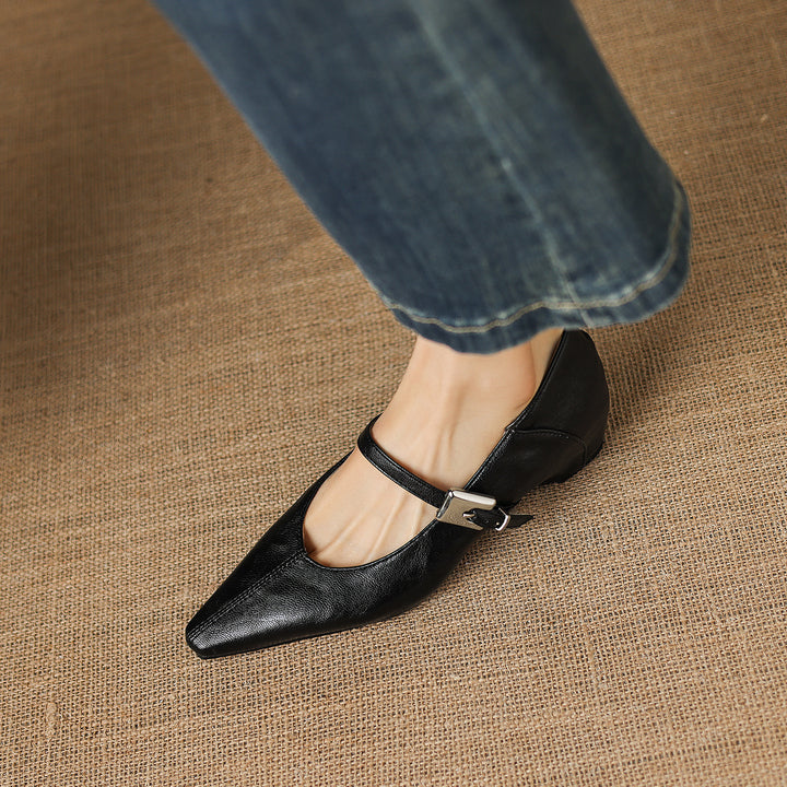Tessa Mary Jane Leather Pointed Flats