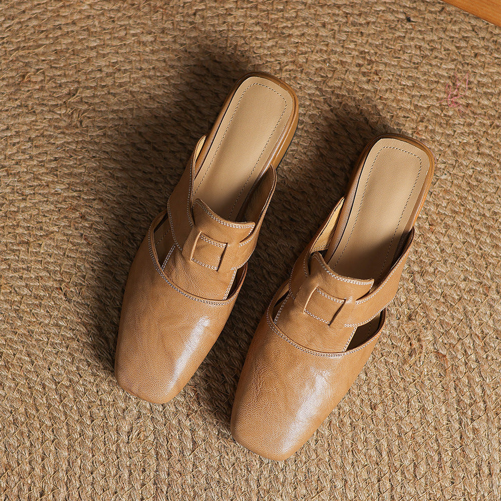 Brea Genuine Leather Chiseled-Toe Mules