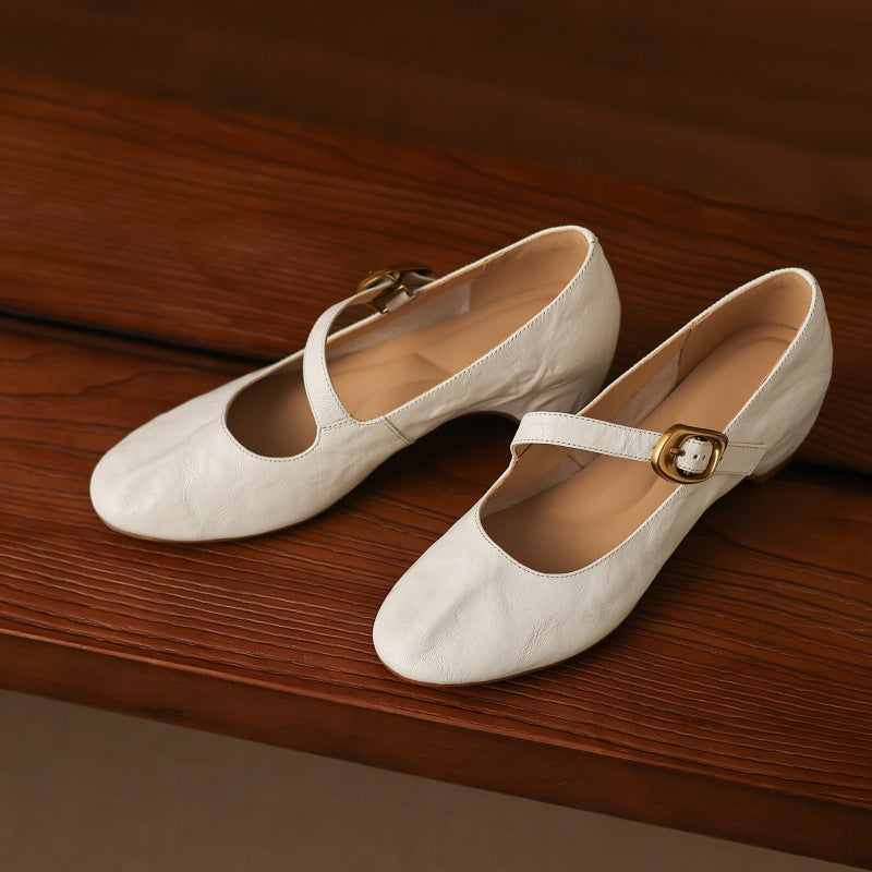 Quira Genuine Leather Mary Jane Flats