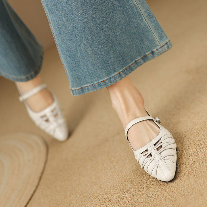 Quela Genuine Leather Mary Jane Flats