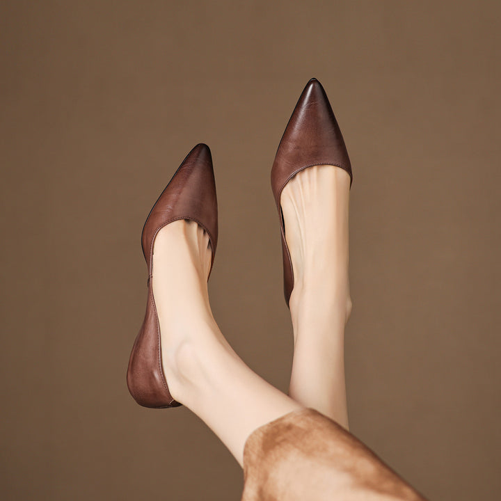 Erla Genuine Leather Pointed Toe Flats