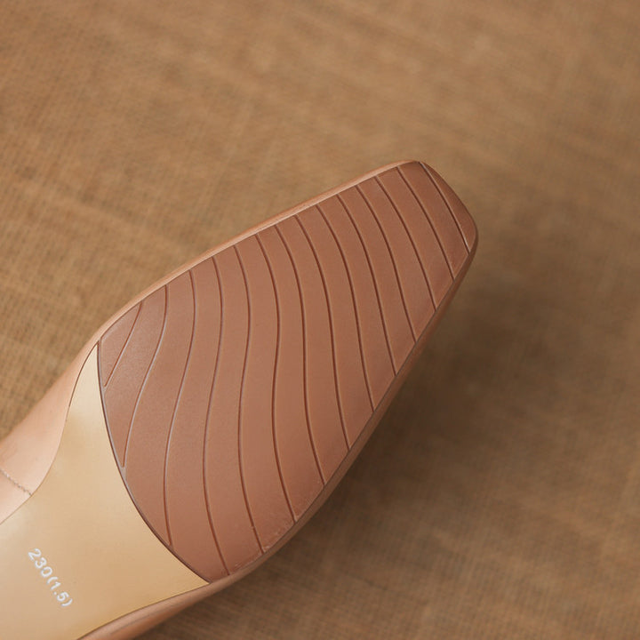 Kessa Genuine Leather Square-Toe Mules