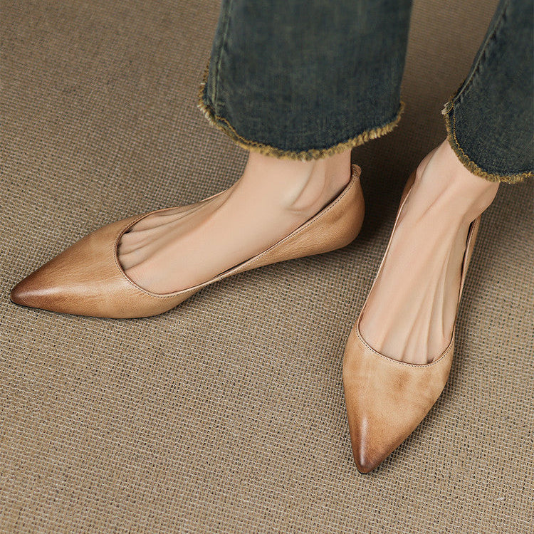 Erla Genuine Leather Pointed Toe Flats
