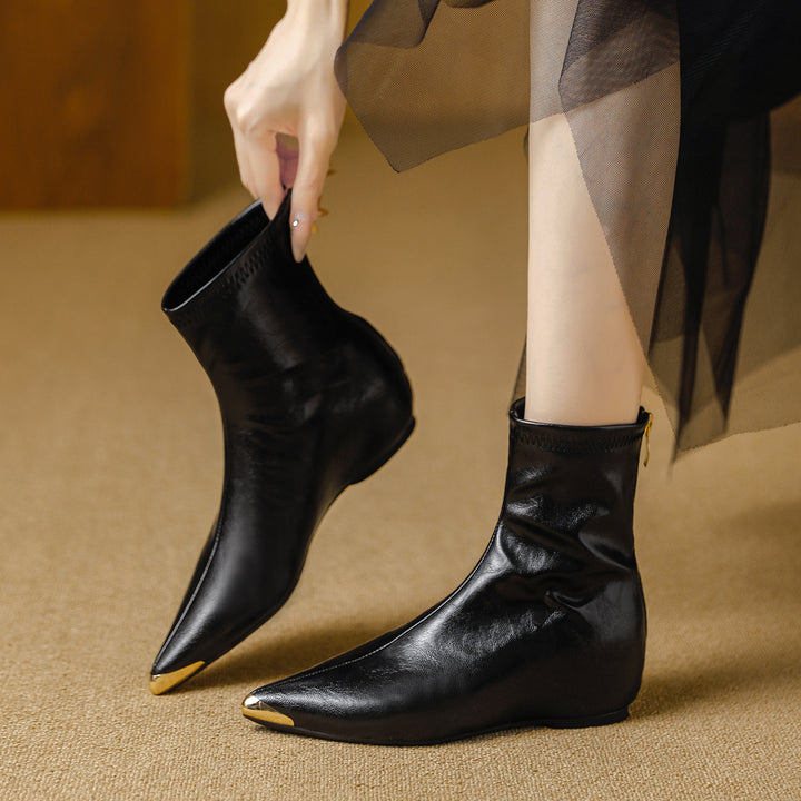 Odia Pointed-Toe Leather Ankle Boots