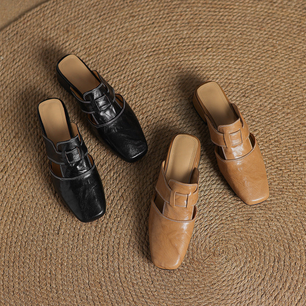 Brea Genuine Leather Chiseled-Toe Mules