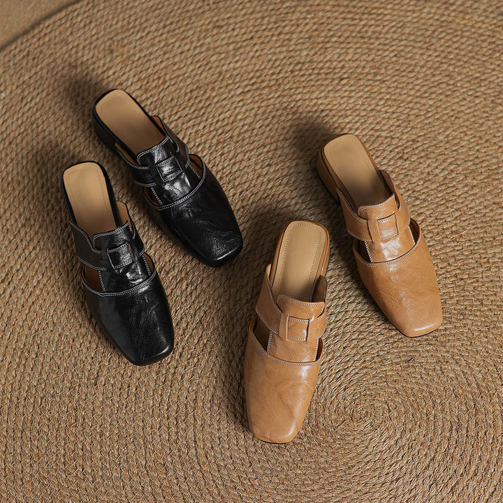 Brea Genuine Leather Chiseled-Toe Mules