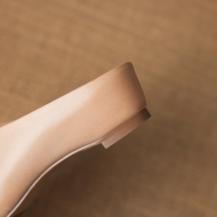 Kessa Genuine Leather Square-Toe Mules