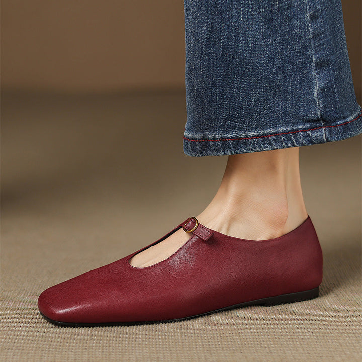 Tiora Genuine Leather Mary Jane Flats