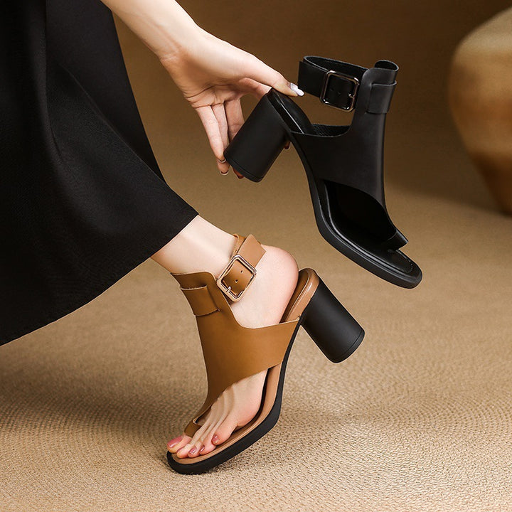 Zela Genuine Leather Cuff Heels