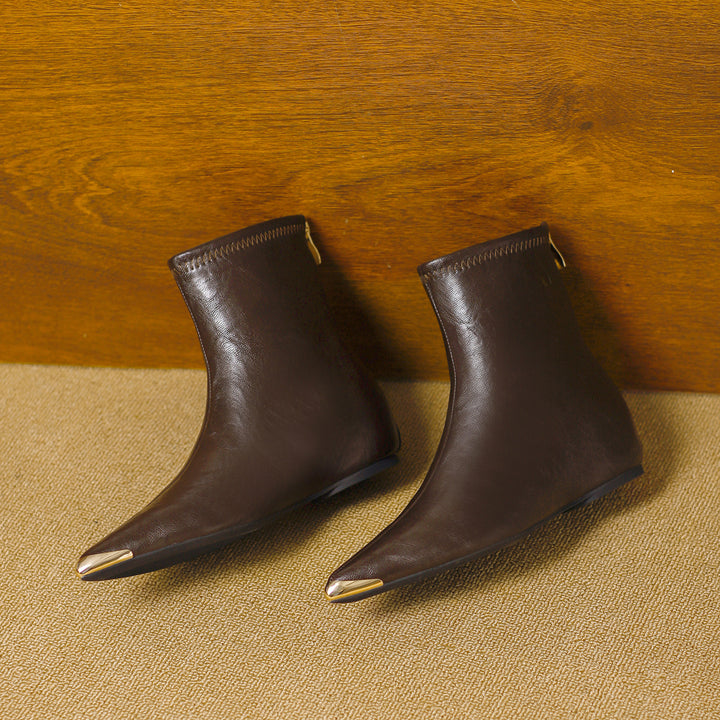 Odia Pointed-Toe Leather Ankle Boots