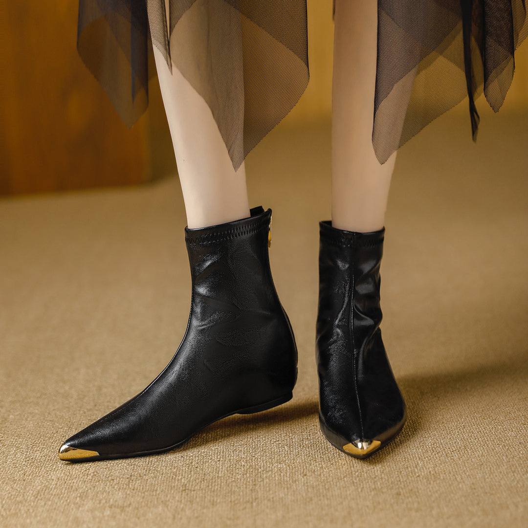 Odia Pointed-Toe Leather Ankle Boots