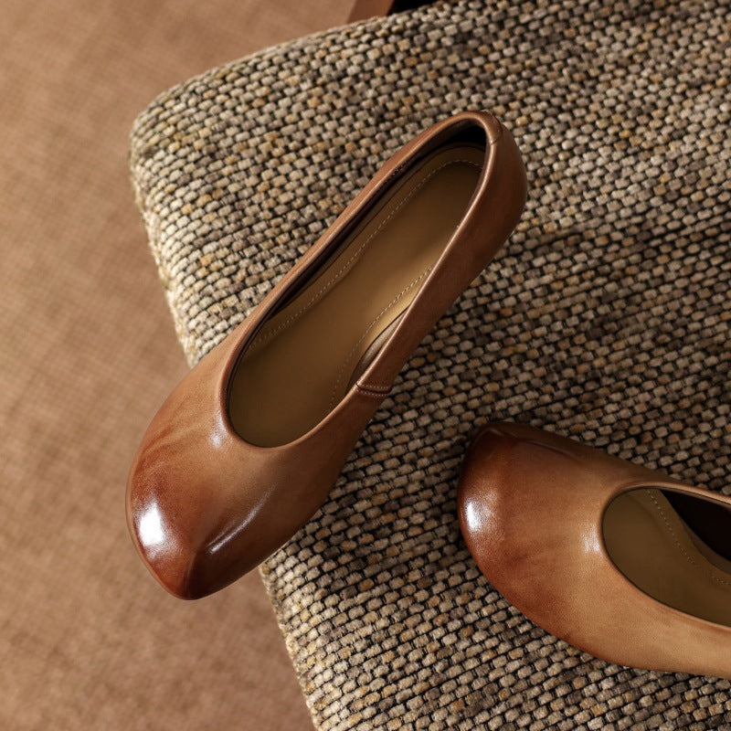 Neria Genuine Leather Dutch-Toe Heels
