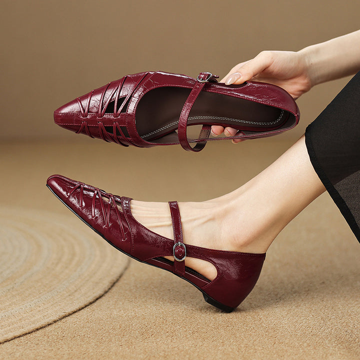Quela Genuine Leather Mary Jane Flats