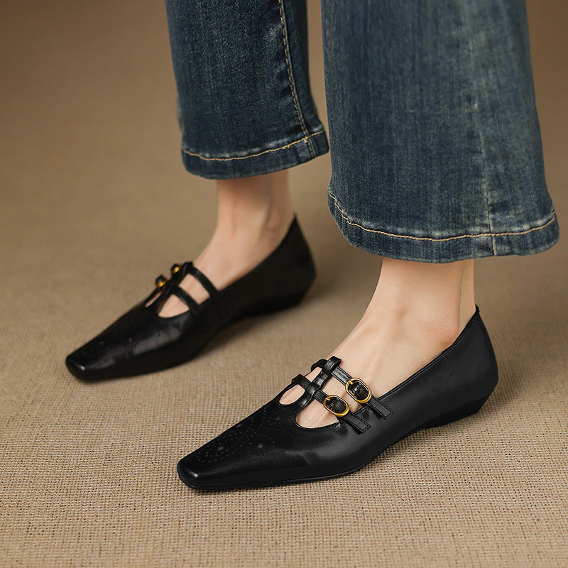 Ceyla Genuine Leather Mary Jane Flats