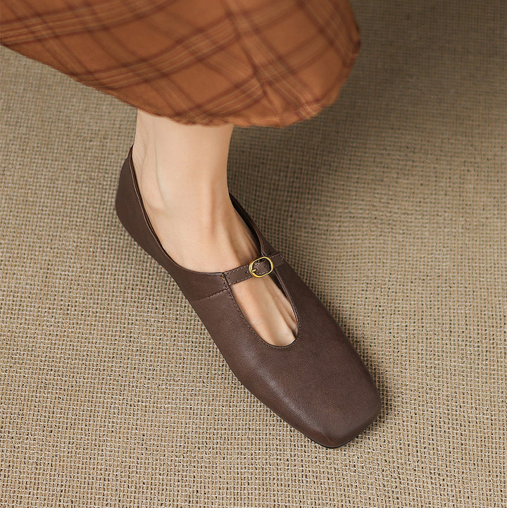Tiora Genuine Leather Mary Jane Flats