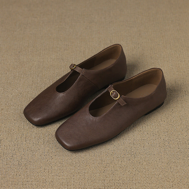 Tiora Genuine Leather Mary Jane Flats